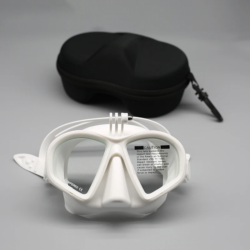 Maschera per apnea in vetro temperato Set per snorkeling Snorkel pieghevole Maschera per immersione di tipo J con supporto per fotocamera