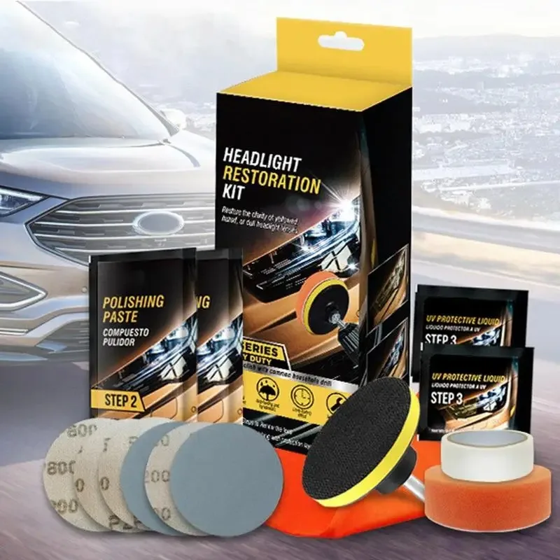 Headlight Lens Restoration Kit Complete Car Headlight Repair Polish Kit for Enhanced Safety