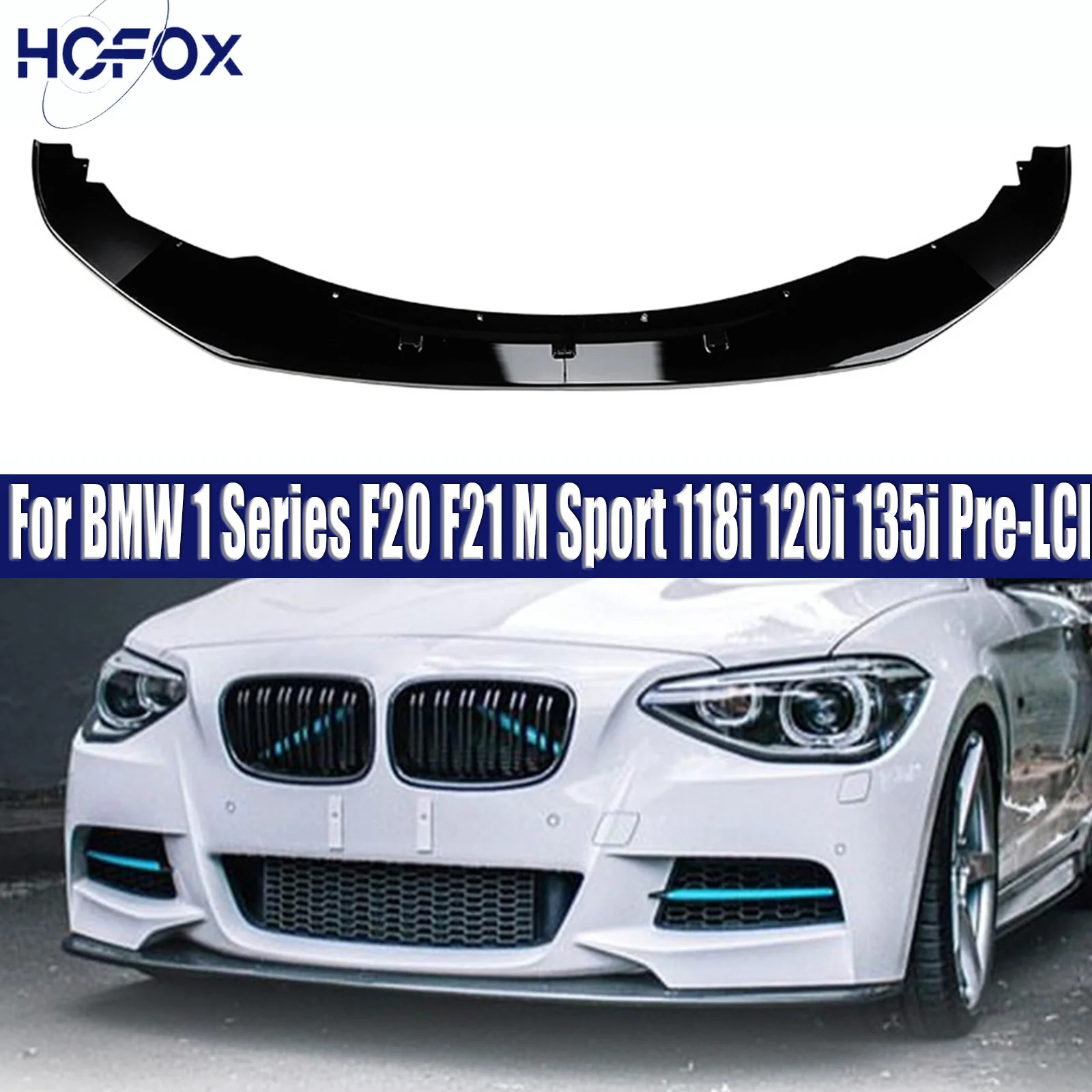 

Front Bumper Lip Spoiler Splitter Diffuser For BMW 1 Series F20 F21 M Sport 118i 120i 135i Pre-LCI 2011-2015 ABS Gloss Black