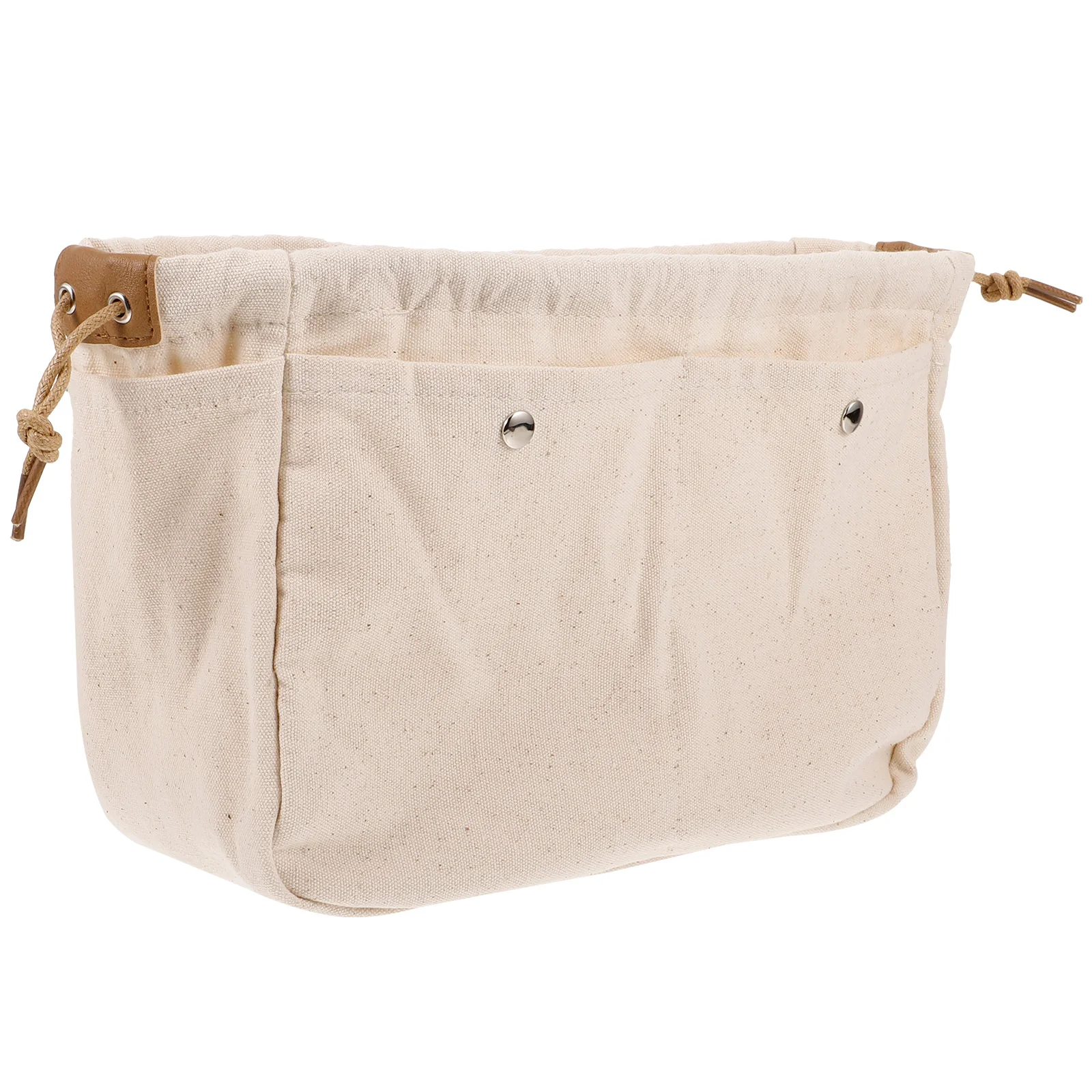 

1pc Portable Bag Canvas Material Drawstring Travel Toiletry Bags Women Makeup Pouch Storage Zipper Inside Durable