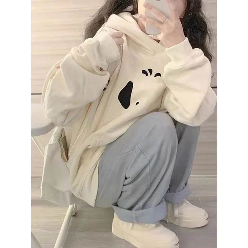

Korean Harajuku Kawaii Cartoon Print Hoodies Women Oversized Sportwear Female Sweatshirt Cute Graphic Ladies Y2k Clothes Kpop