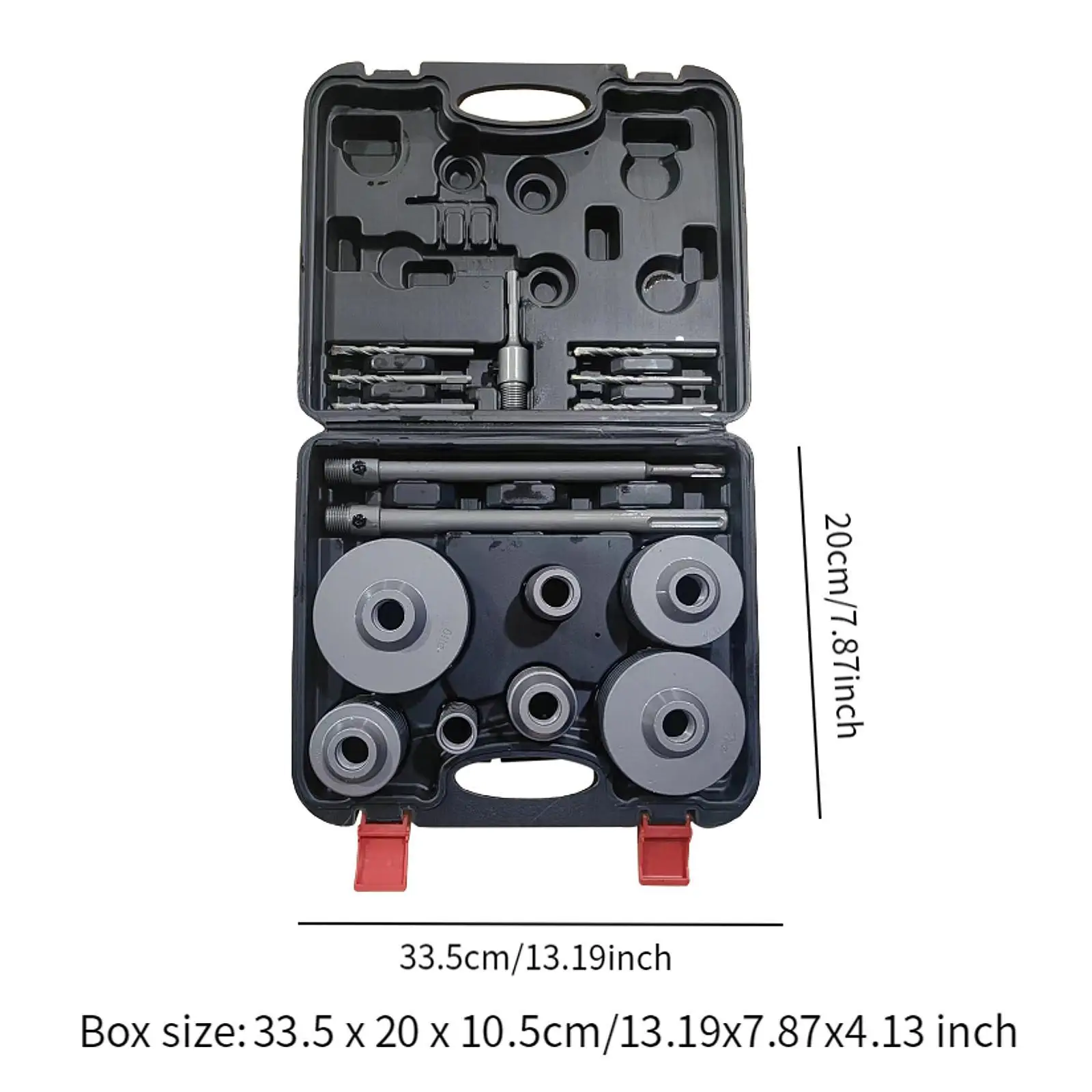 Kit sega a tazza per calcestruzzo da 16 pezzi per cappe da cucina Punta da trapano pilota versatile da 135 gradi con scatola di immagazzinaggio 30/40/50/65/80/100/110mm