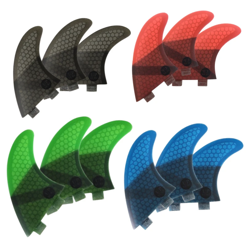 Thruster Tri Fins S/M/L/K2.1 Honeycomb Fiberglass Surfboard Fin with Double Tabs UPSURF FCS Compatible Surf Board Stabilizers