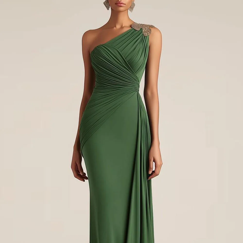 Abiti da sera eleganti personalizzati a sirena bianca pieghettati con spalle scoperte Abito formale con vita increspata Tromba Incontra abiti di gala