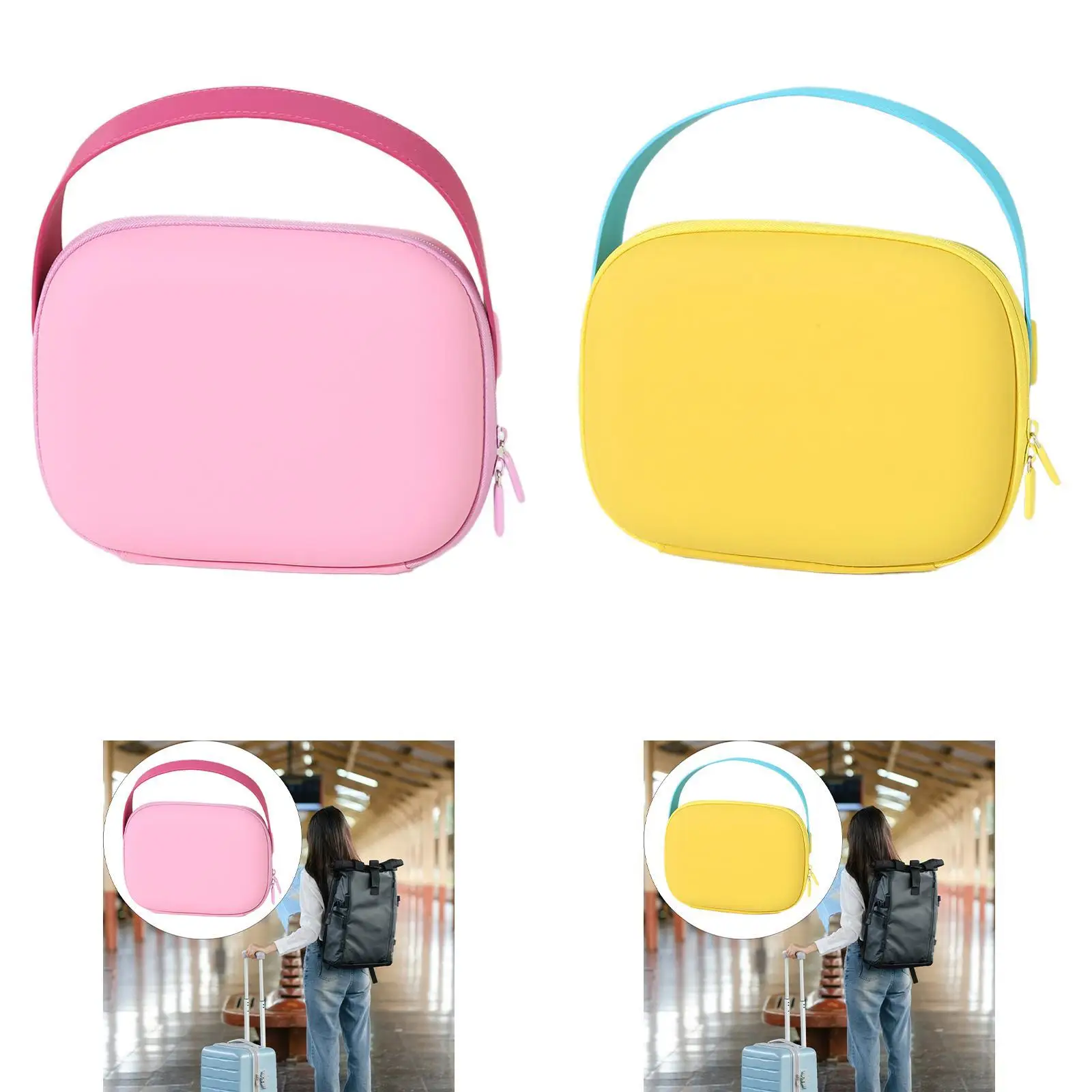 

Travel Makeup Bag, PU Leather, Large Capacity, Water Resistant Cute Portable Storage Purse Cosmetic Bag Makeup Pouch