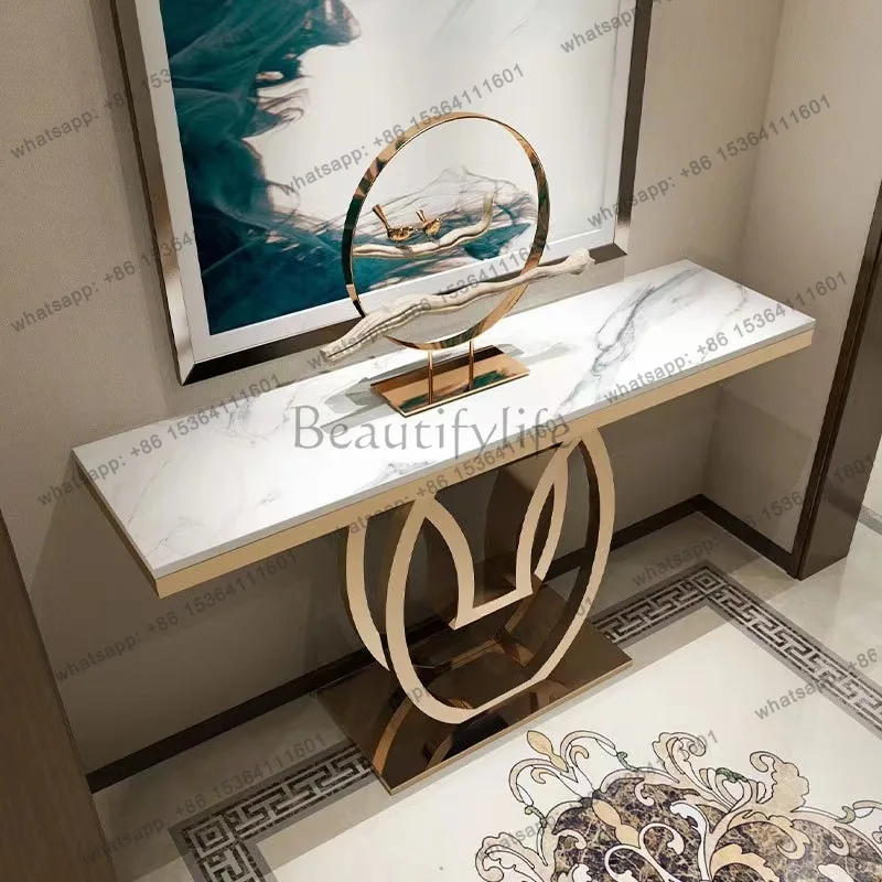 PG Italian rock slab porch table light luxury simple modern entrance porch cabinet against the wall view table