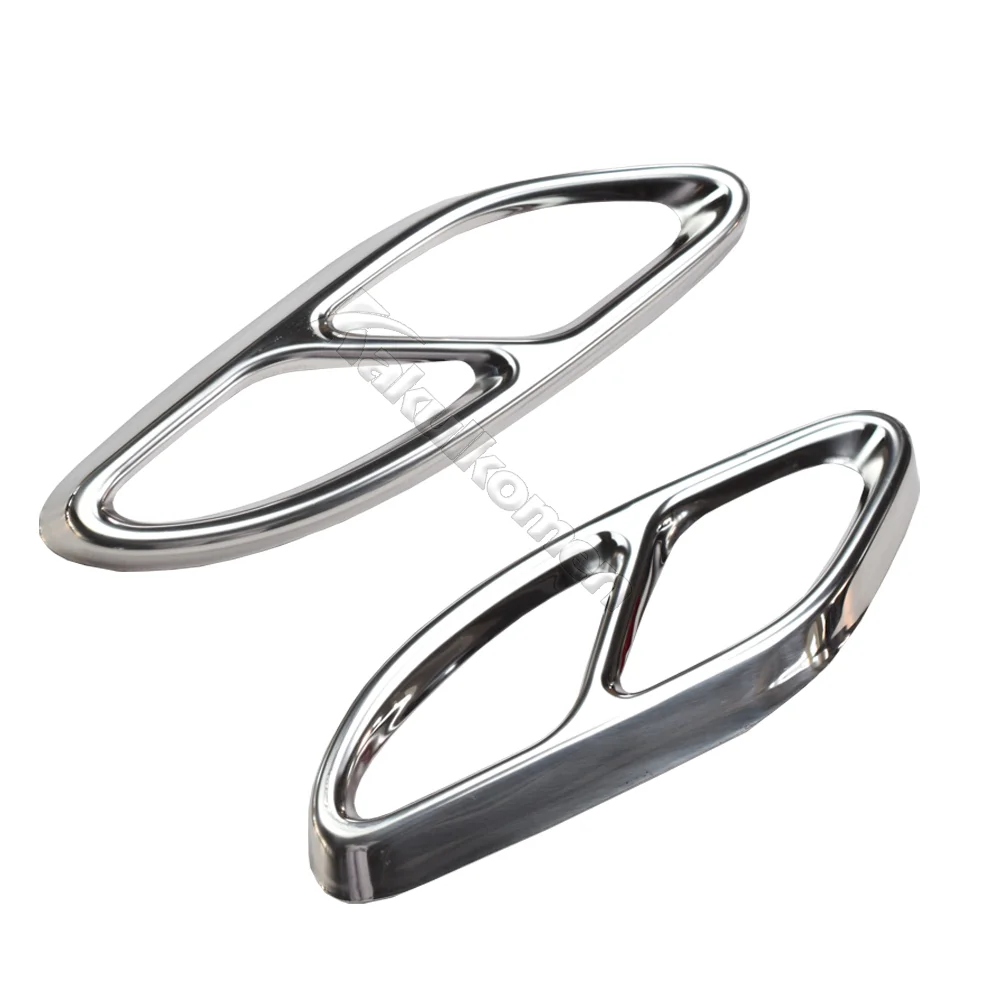 2 Stück silberne Auspuffzierleisten aus Stahl für Mercedes Benz GLC C E-Klasse C207 Coupé 2014-2017 W213 W205 W176 X253 C180 C200 Autoteil – Detail 8