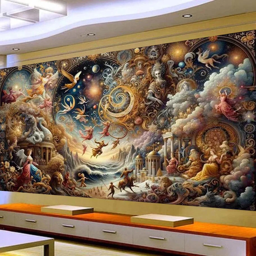 Fullcang Large Size Diamond Arts Painting Kits Fairy Tales Diy Full Mosaic Embroidery Universe Mystic Myth Picture Wall Decor