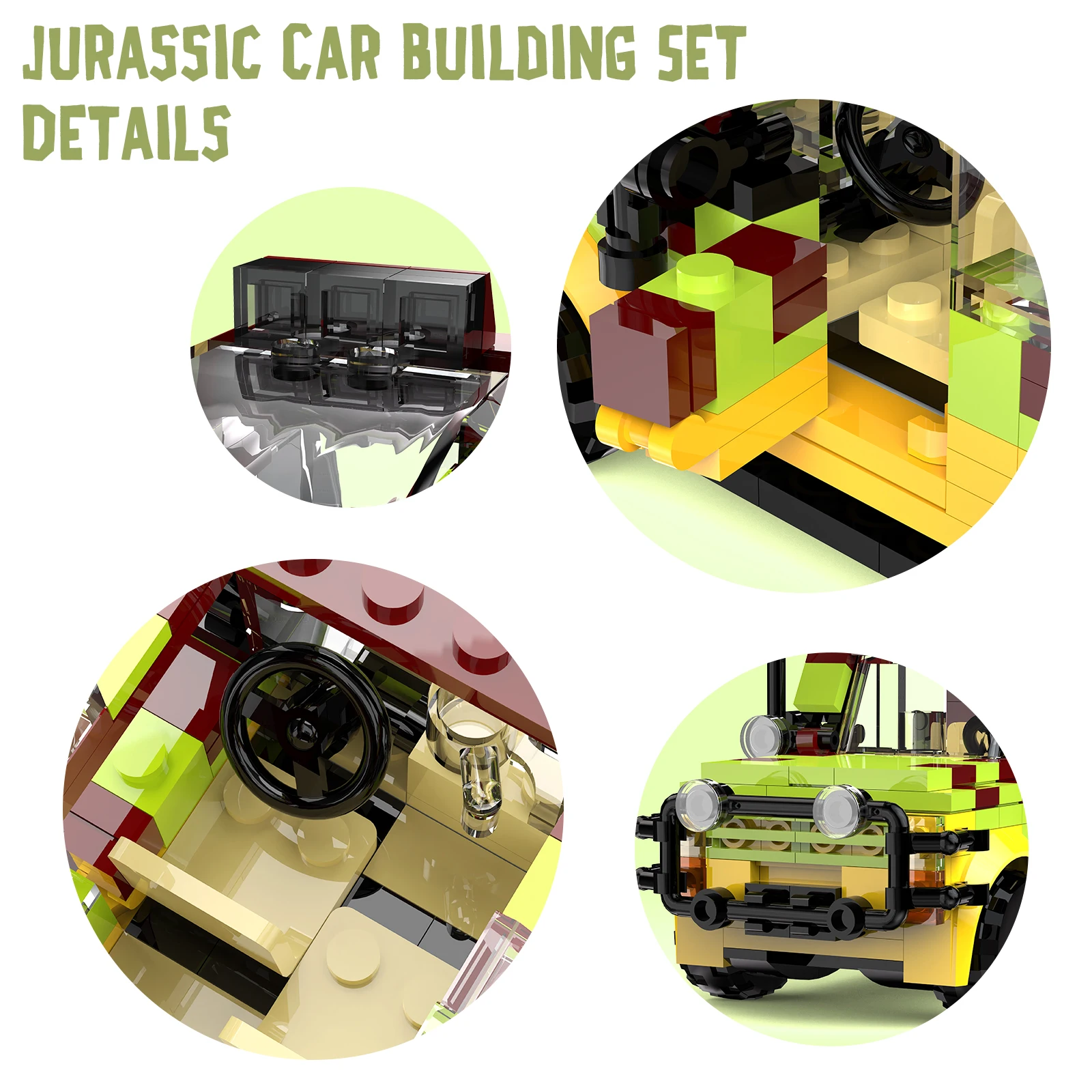 MOC Jurassic public park Explorer Soldier Building Blocks off-road vehicle model Willis Jeeped antiaircraft gun Kids Bricks toy