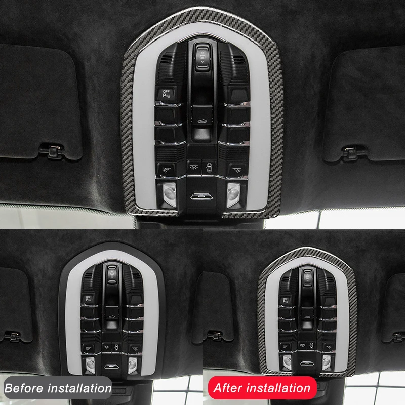 

For Porsche Macan 2015-2018 Carbon Fiber Car Front Reading Light Panel Decorative Sticker Frame Interior Modification