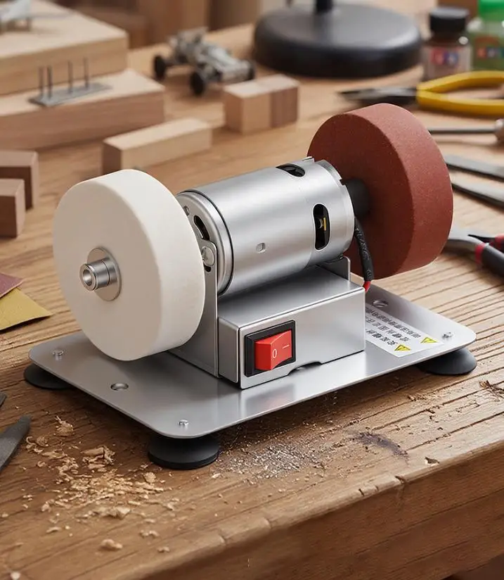 1Pcs Electric Bench Grinder Sanding Machine Electric Small Sander With 2 Wheels 5 Adjustable Speed For Metal/Jewelry/Knives/Wood