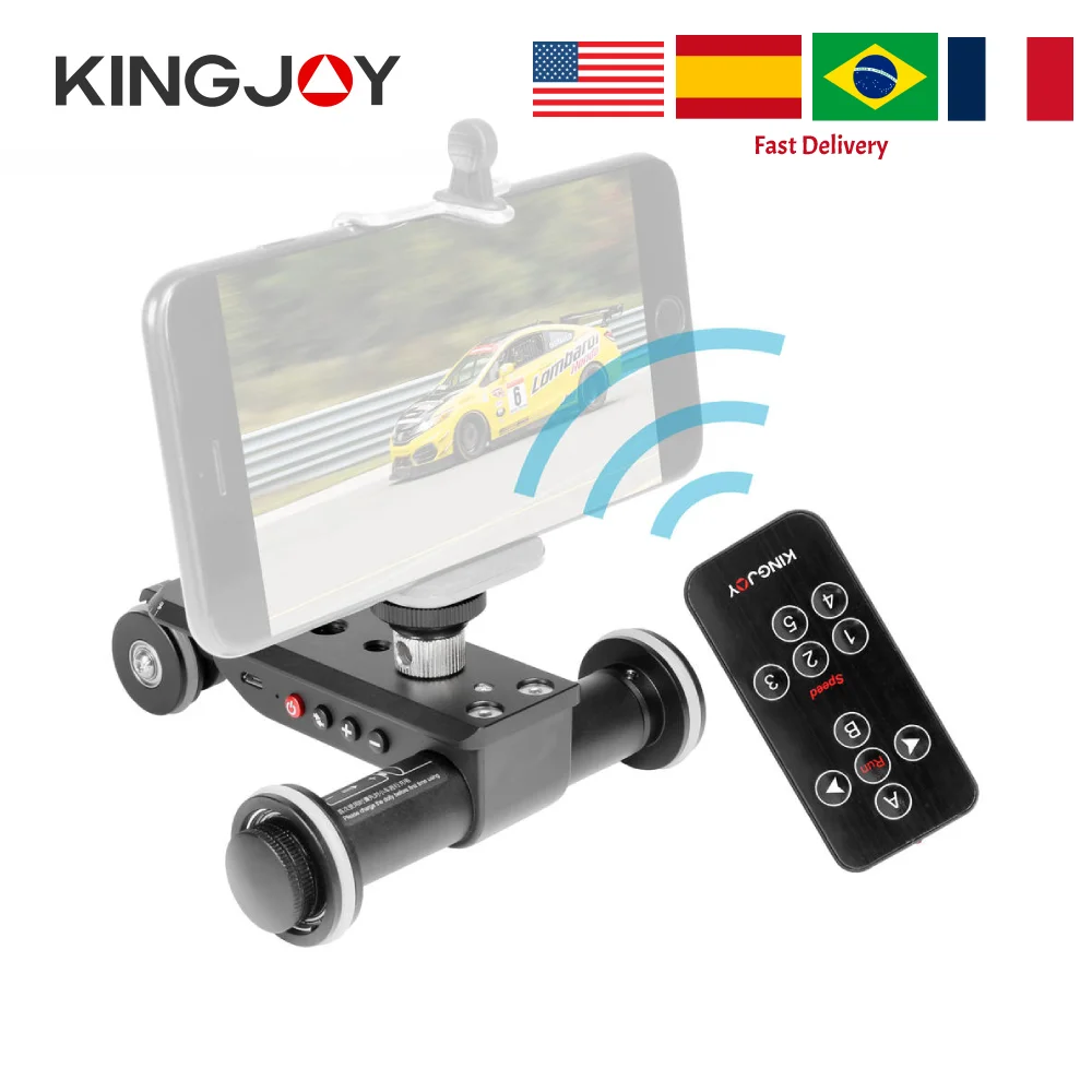 KINGJOY Professional Camera Slider Dolly Car Rail System with Time Lapse Electric Slider For Camera Phone Camcorder Dslr Record