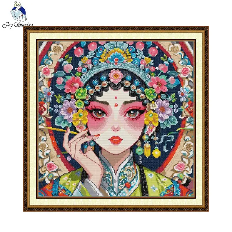 

Joy Sunday Cross Stitch Kit Chinese Opera HD Pattern Aida 16CT 14CT 11CT Counted Printed Canva DIY Embroidery Kit Home Decor New
