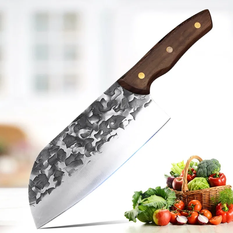 Allzweckmesser zum Schneiden von Fleisch, Hacken, Gemüse, Küchenmesser, handgeschmiedete Klinge, Holzgriff, Metzger, Ausbeinmesser, Chefbeil-Werkzeuge