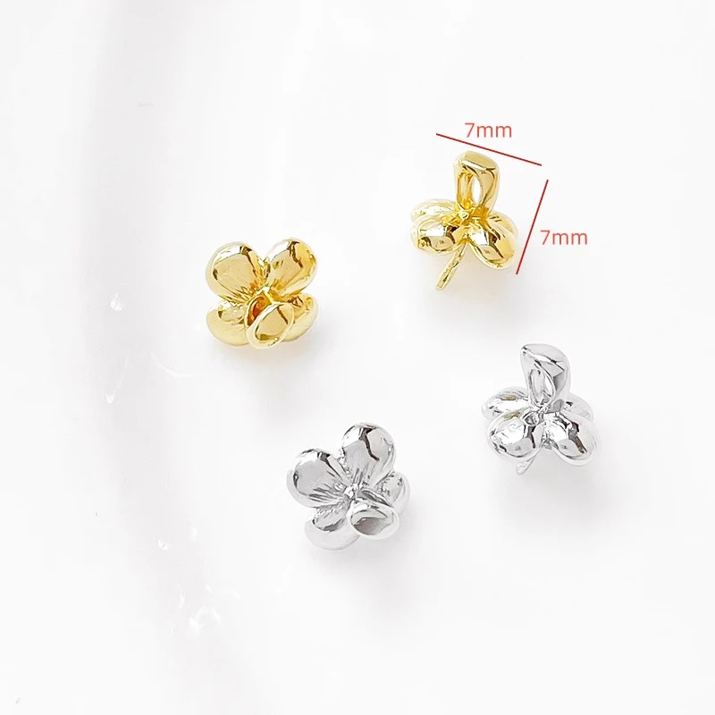 6 Pieces Brass Coated Gold Flower Bud Shaped Pendant with Support DIY Makes Fashionable Jewelry Necklaces Accessory Materials