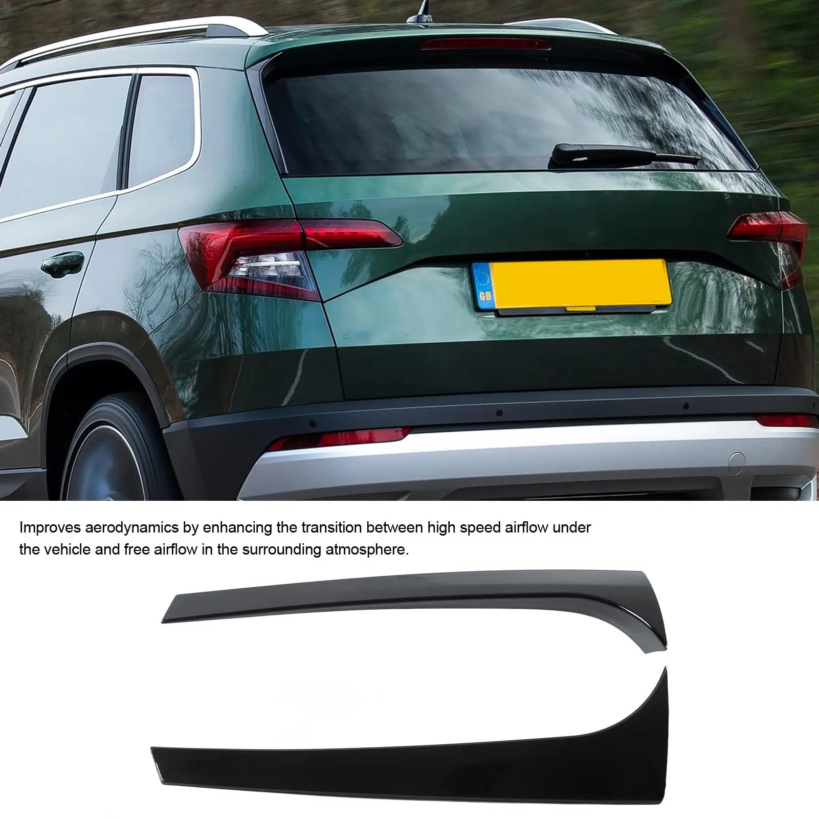 1 Pair of Rear Window Side Spoiler Left Right Glossy Black Replacement for karoq 2017 2018 2019 2020 2021 2022 ABS Plastic