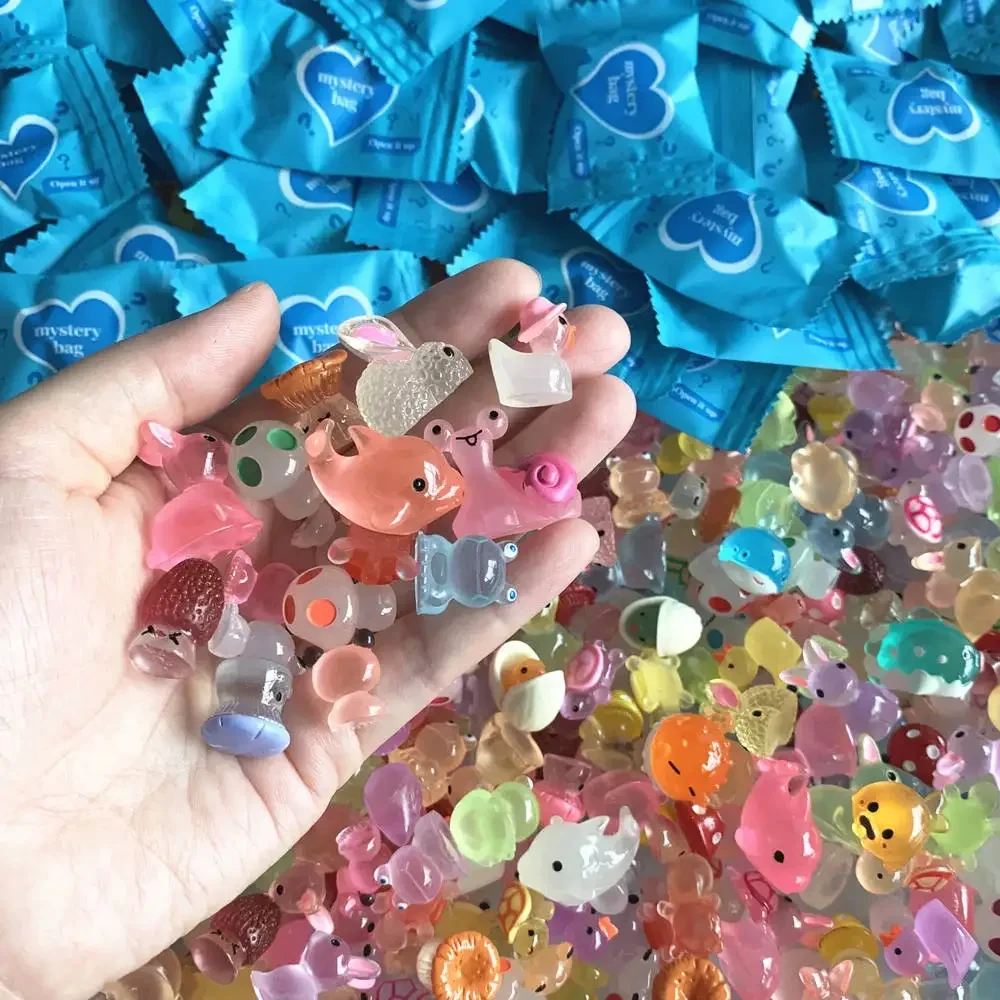 10/100pcs Mini Blind Bag Animal Luminous Small Ornament Model Cute Whale Desktop Statue Decoration Festival Party Random Send
