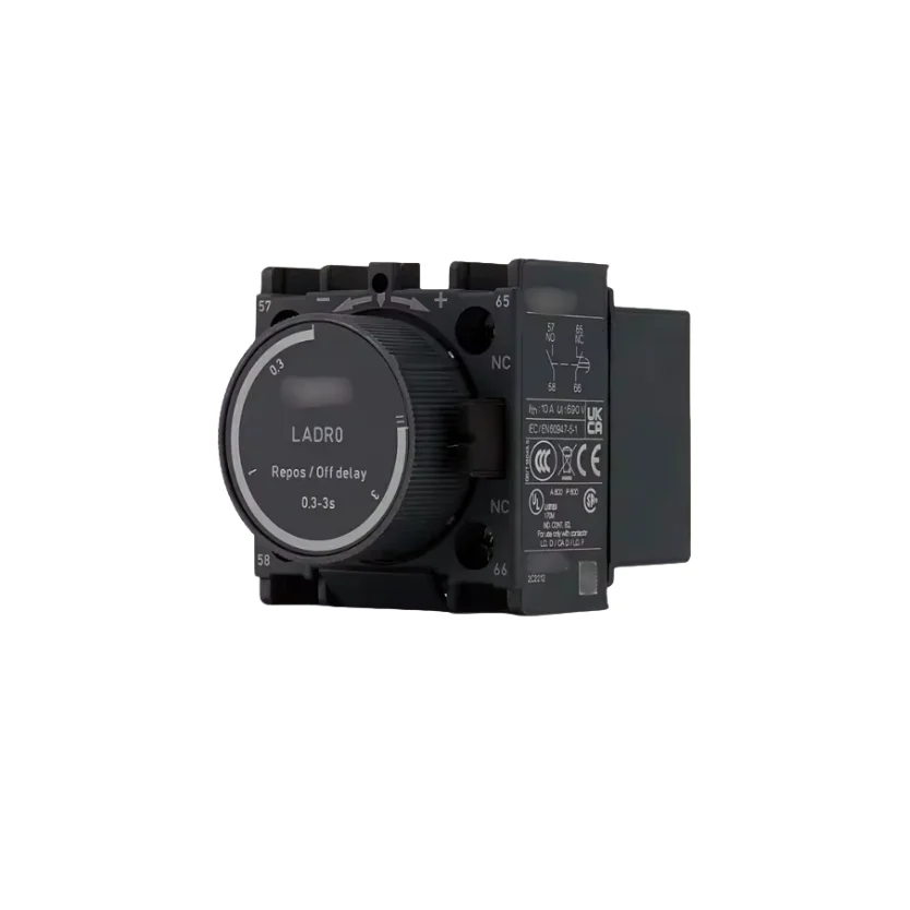 LADR0 Time delay auxiliary contact block, TeSys Deca, 1NO+1NC, off delay 0.3-3s, front, screw clamp terminals
