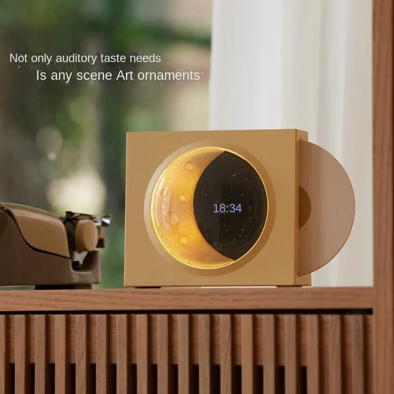 Wireless Bluetooth Speaker FM RADIO Star moon ambient light  birthday gift vinyl record player high sound quality,digital clock