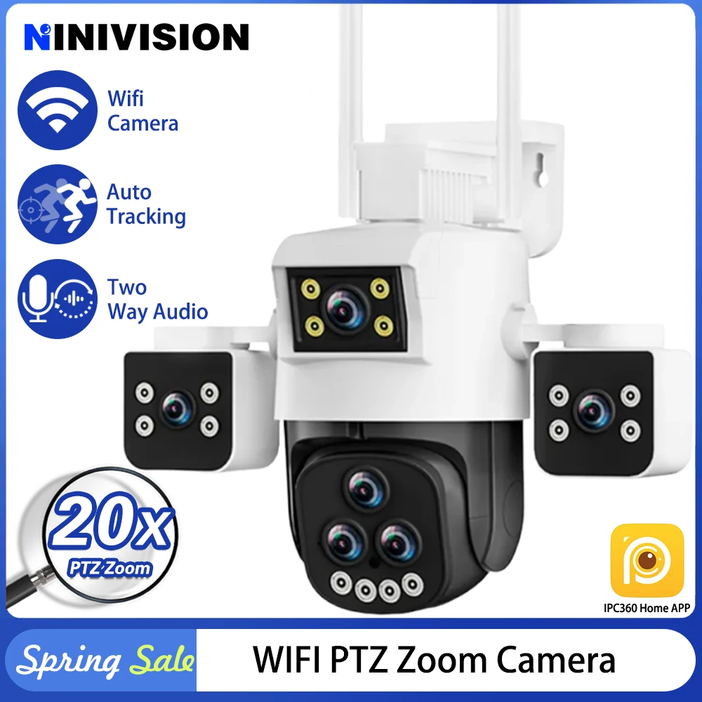 20X Zoom Outdoor Camera HD 20MP WiFi Camera 5 Lens 3 Screen Waterproof Night Vision Two Way Intercom Mobile Tracking PTZ IP CCTV