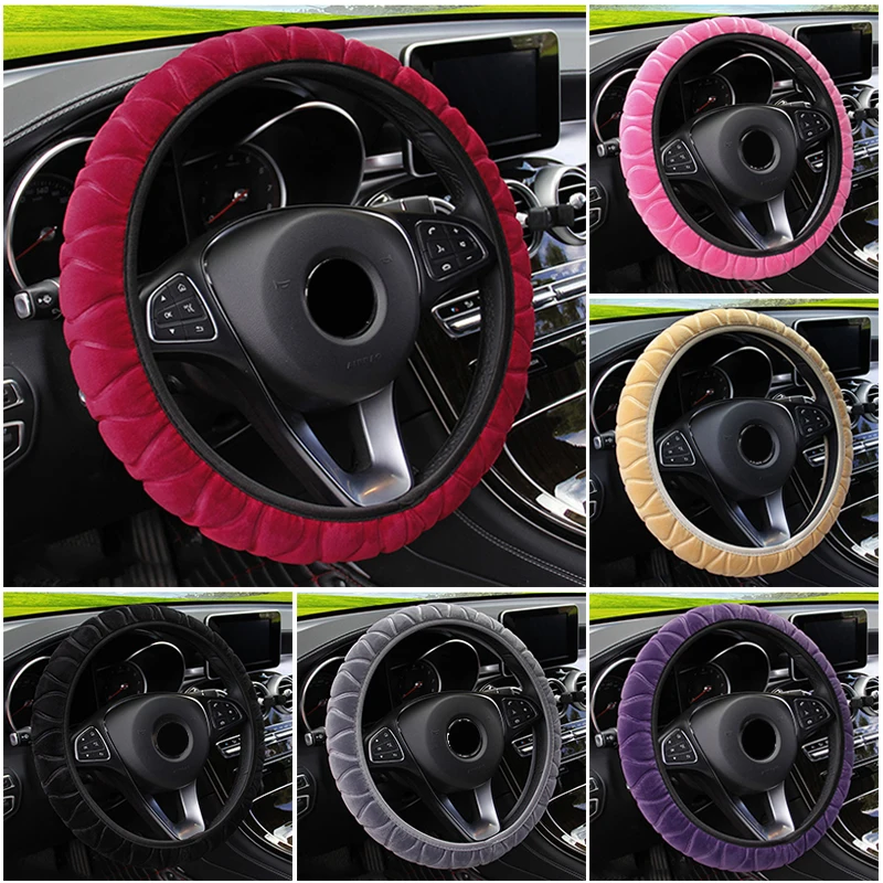 Winter Soft Warm Car Steering Wheel Cover Universal Car Interior Styling Decoration Auto Steering Cover Auto Accessories 37-39cm