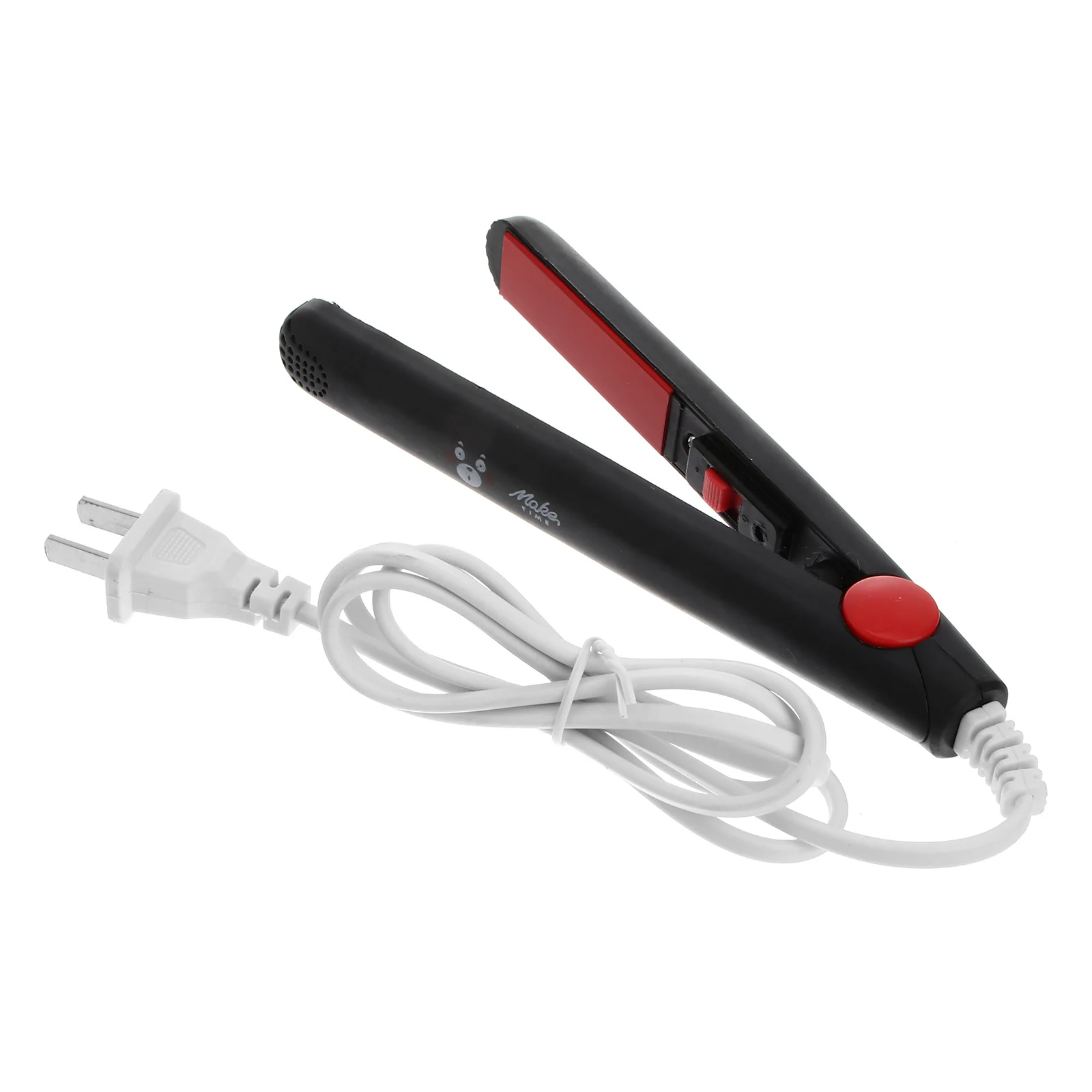 

Portable Electronic Hair Crimper Curler Mini Hair Straightener Travel Styling Iron Plastic Box Black Flat Plug