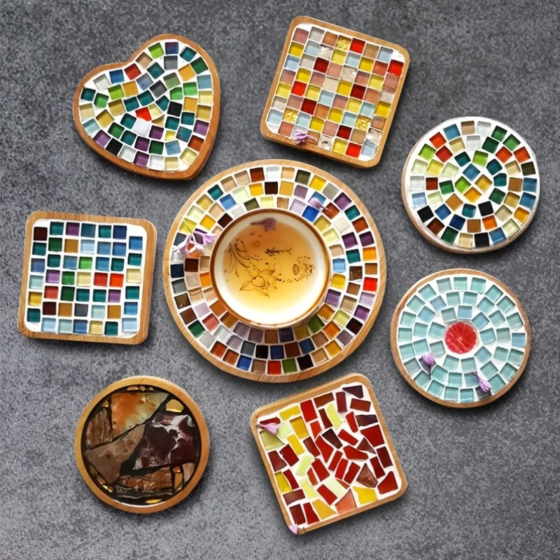 Bamboo coasters, table bottoms, creative DIY handmade materials, star/heart/flower/square shapes