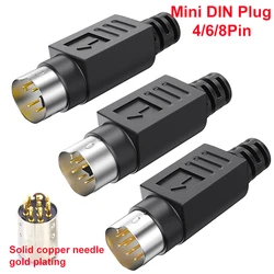 2PCS New High Quality 8Pin/6Pin/4Pin Mini DIN Plug S terminal PLC connector MD8 Pin Male DIY for Soldering Cables Connector