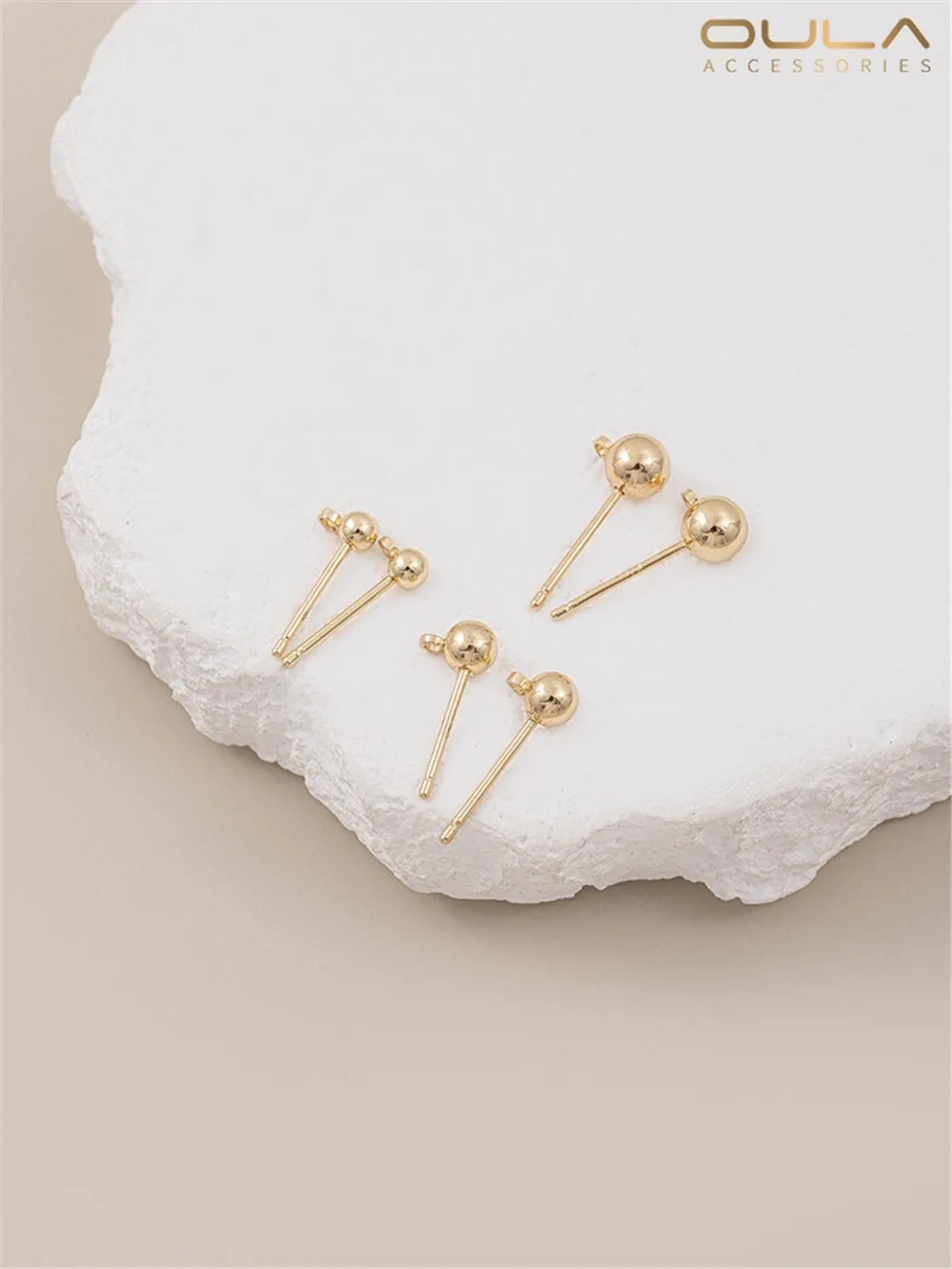 14K Gold Bag Ball Needle Beanie Earrings with Hanging Ring Bead Needle with Hanging Ring Diy Handmade Headpiece Earring Material