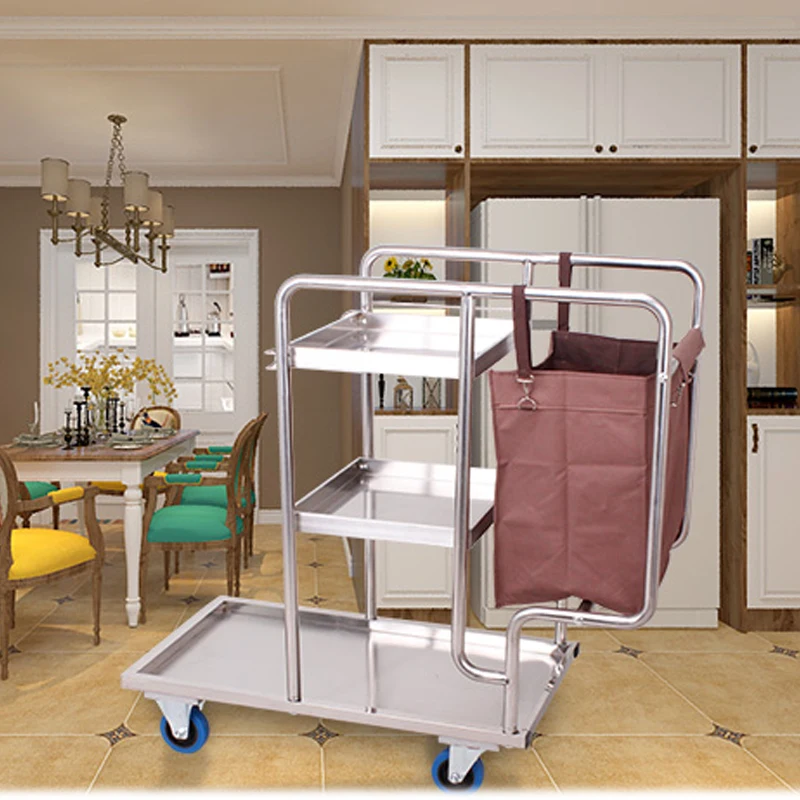 Cleaning Car Cleaning Car Stainless Steel Multi-function Trolley Property Cleaning Tools Hotel Linen Cart