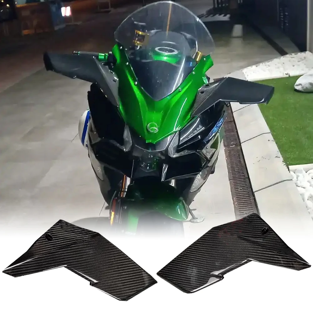 2023 H2 Winglets Wind Deflector Upper Spoiler Fairing Wings For Kawasaki Ninja H2R 2015-2022 Motorcycle Parts Real Carbon Fiber