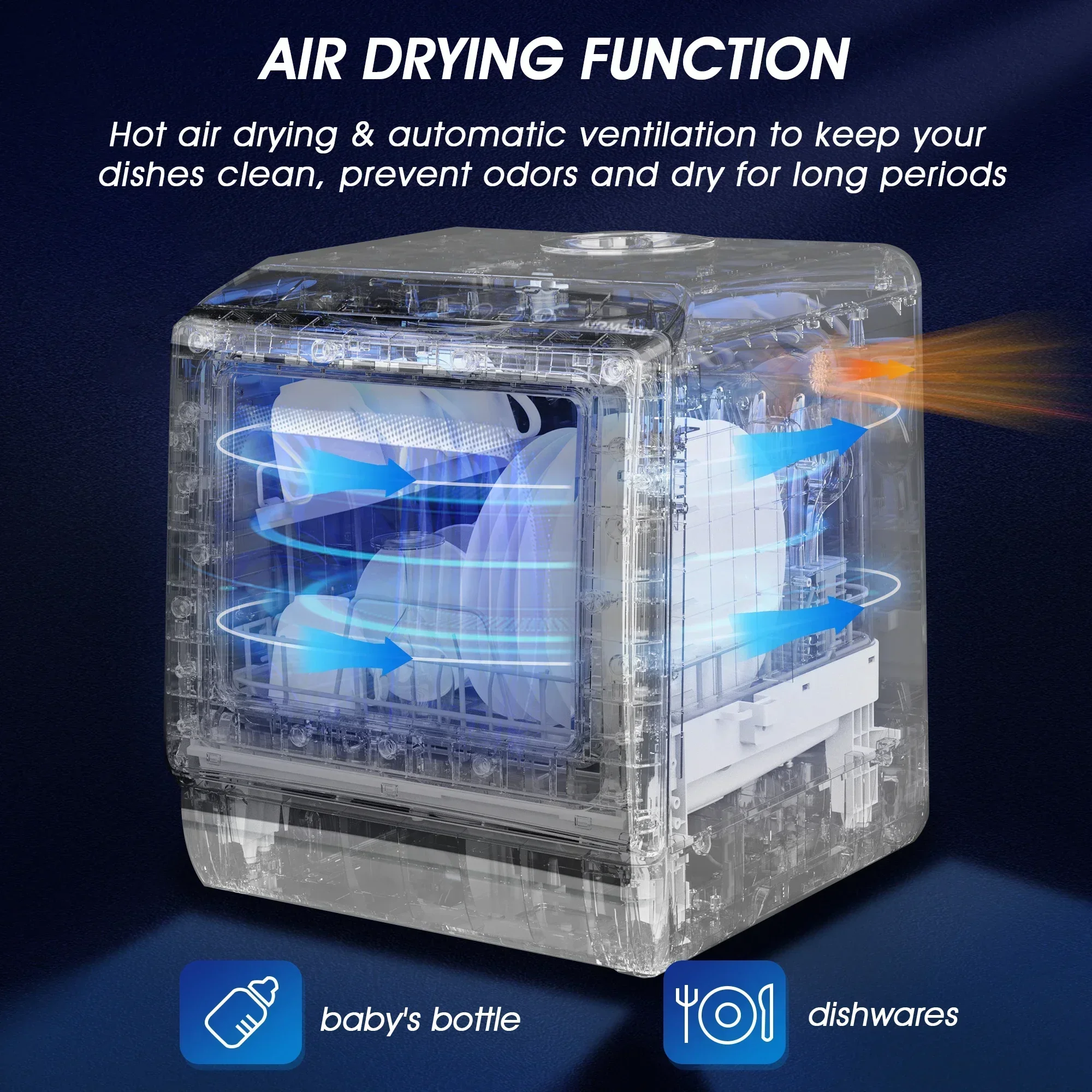 Airmsen-ミニデスクトップ食器洗い機,多機能,プロフェッショナル,スマート,ポータブル