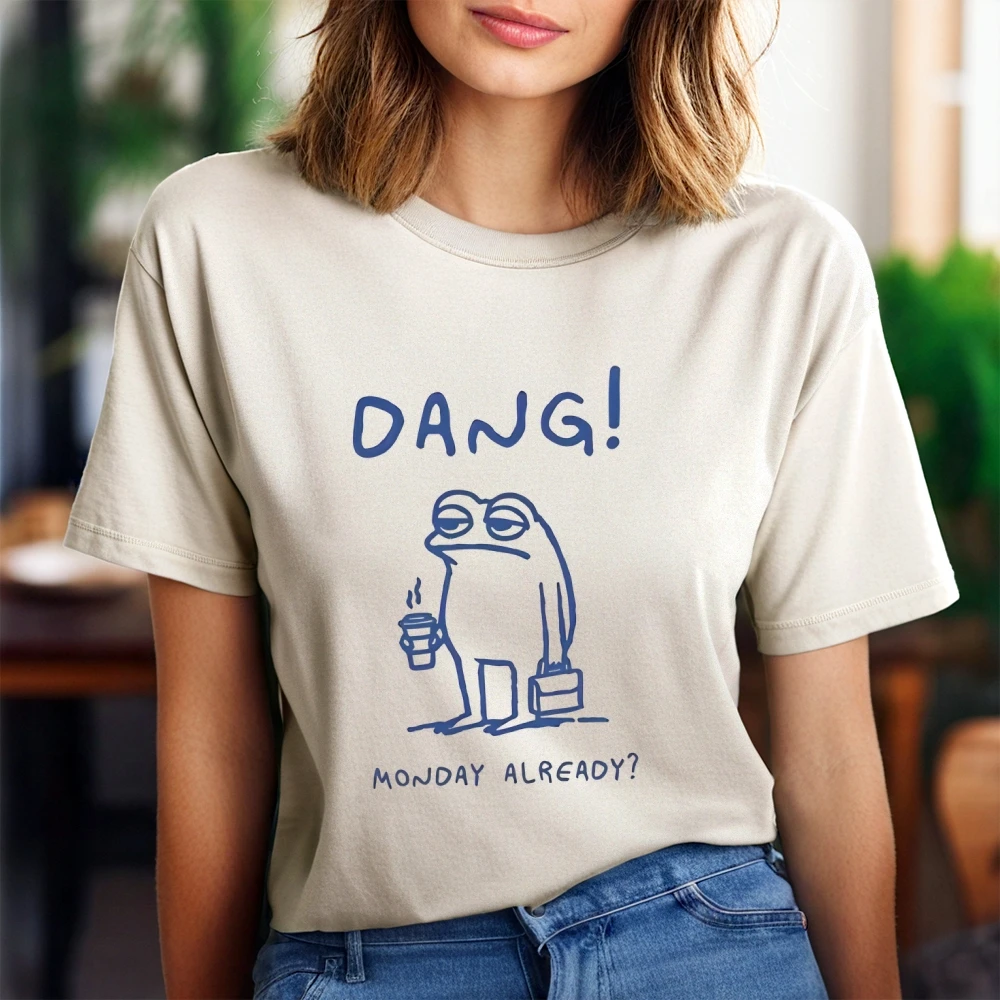 Dang lundi déjà drôle Meme graphique pur coton T-Shirt Cool Streetwear à la mode confort couleur surdimensionné haut d'été portant