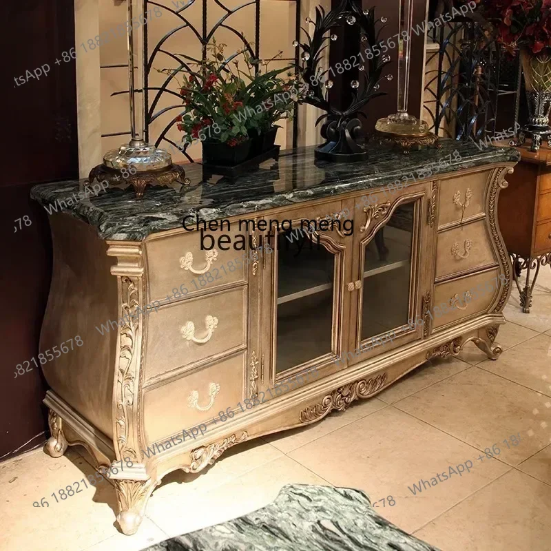 

M182 Мраморный чайный шкаф в европейском стиле, резной сервант для прихожей, бытовой качественный резной декоративный шкафчик