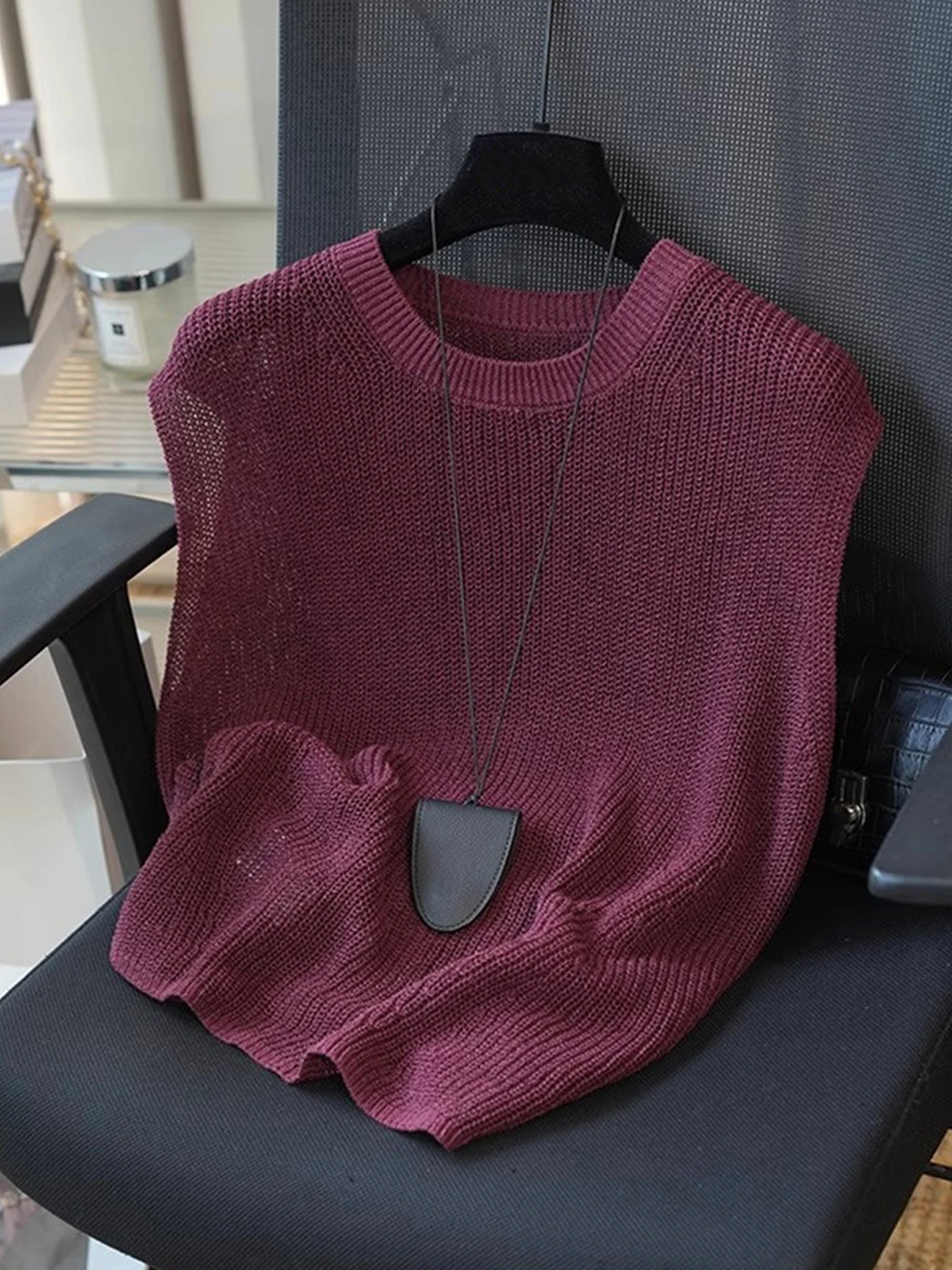 

Женский круглый трикотажный солнцезащитный топ свободного покроя, дышащая летняя футболка с вырезами ort Sve Faionable Lazy Sle