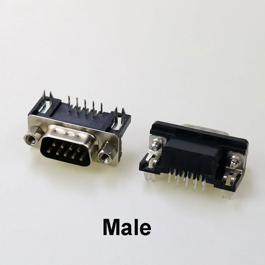 2piece  DR9 /DR15/ DB9 9/15/Hole/Pin Female/Male Right Angle Solder d-sub Connector for Serial Adapter