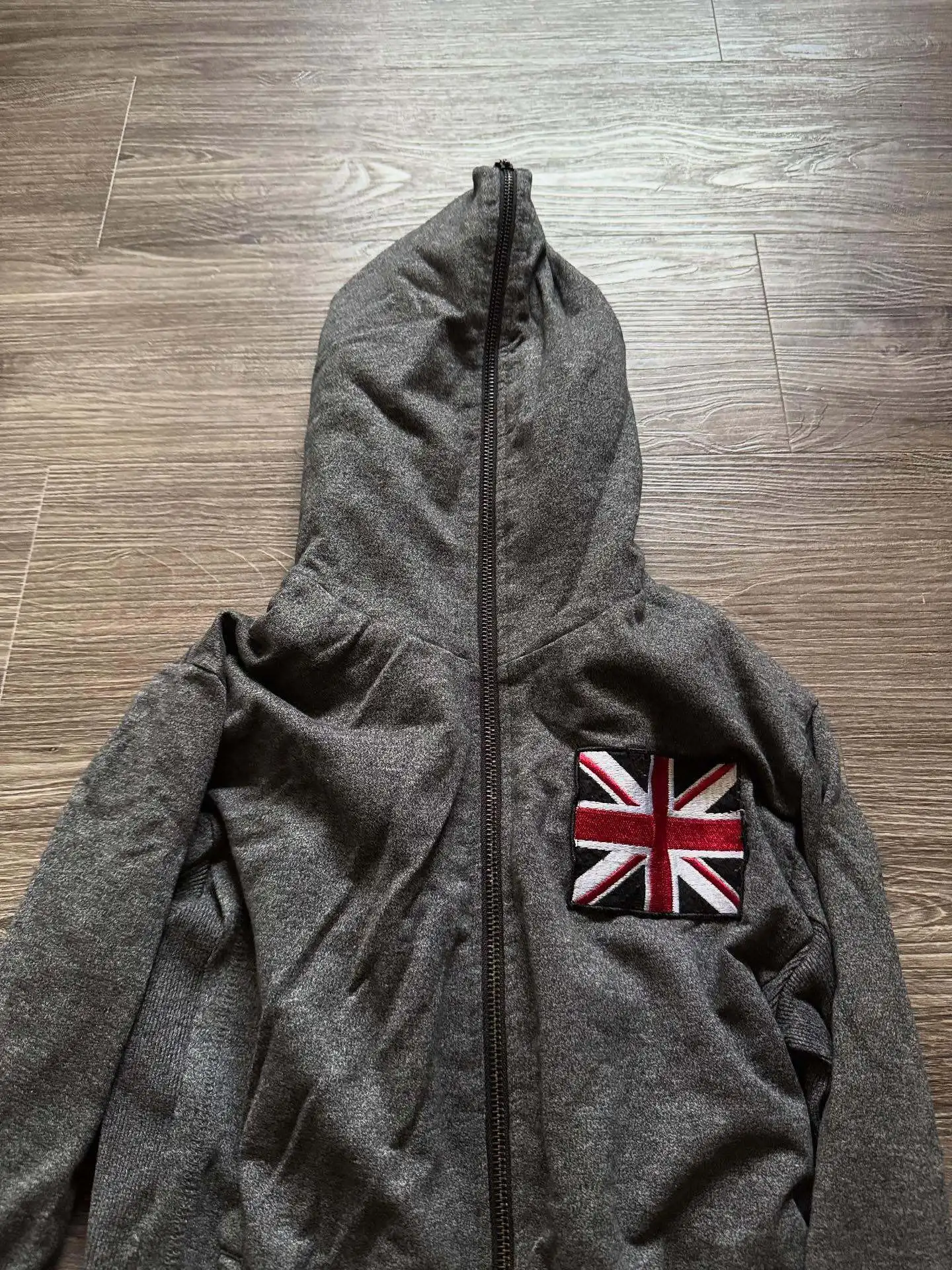 Y2k European American Autumn  winter color blocked plaid patch fabric double-layer double chain personalized High street hoodies