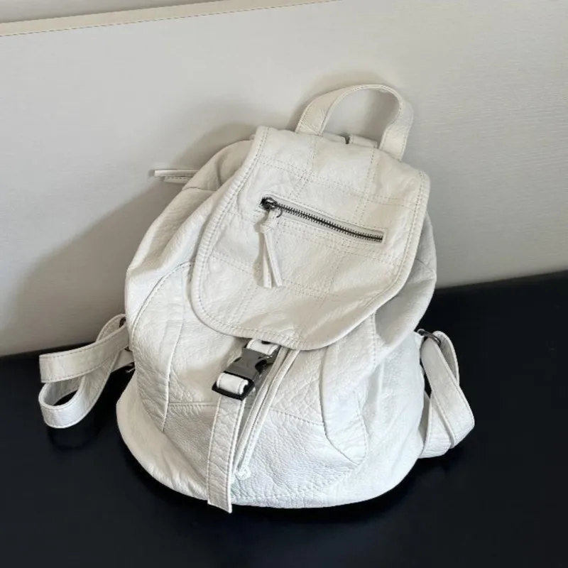 JIAERDI Hot Girls White Backpacks Women New Leather Zipper Soft Chic Casual Y2k Backpack Female Harajuku Retro Mochila Aesthetic