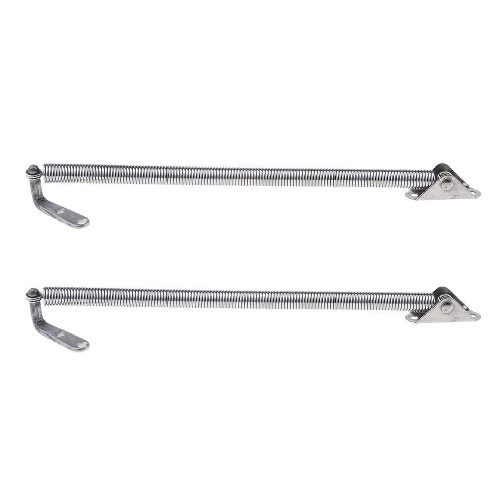 2x Stainless Marine Hatch Support Rod 8-1/4in Spring Hinge Coil Forked U Bolt Plate Retaining Cable 210MM for Boats