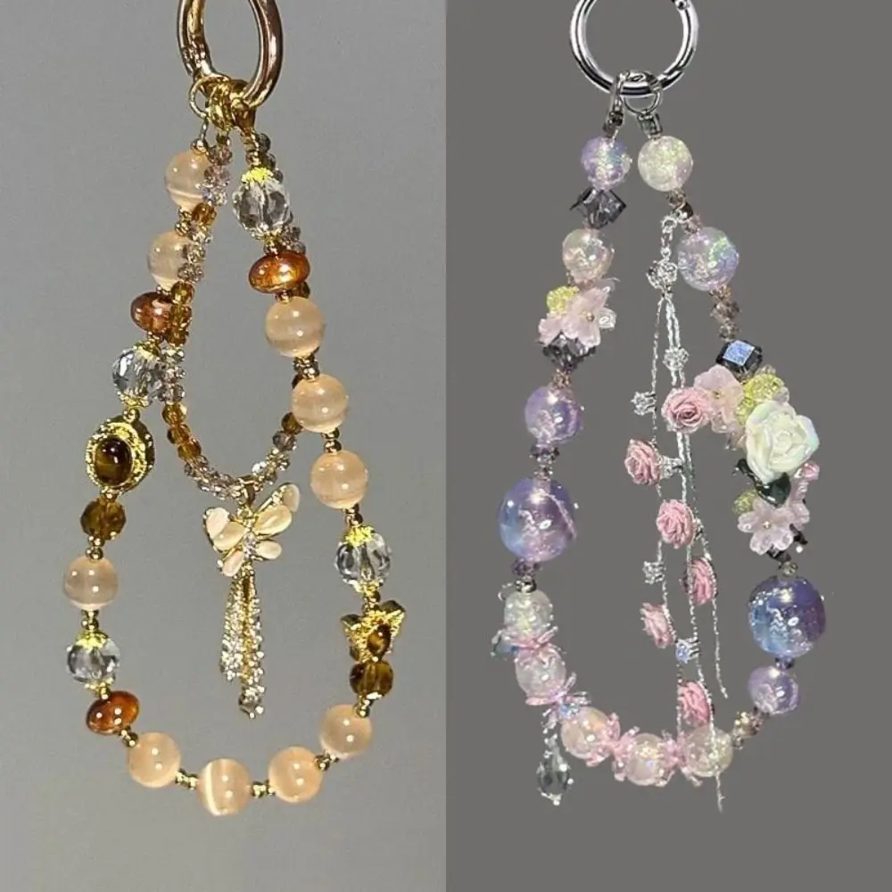 Trendy Handmade Beaded Phone Lanyard Phone Wrist Strap Anti-lost Phone Charms High-Quality Car Keychain Bag Accessory
