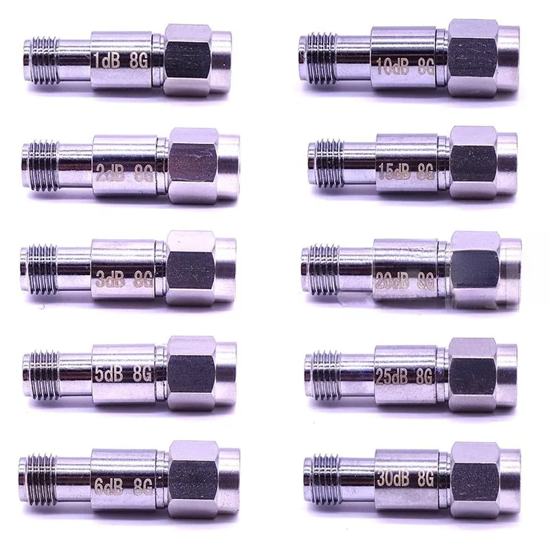 2W SMA DC-8Ghz Coaxial Fixed Attenuators Frequency SMA Fixed Connectors 40DB/30DB/25DB/20DB/15DB/10DB/6DB/5DB/3DB/2DB/1DB
