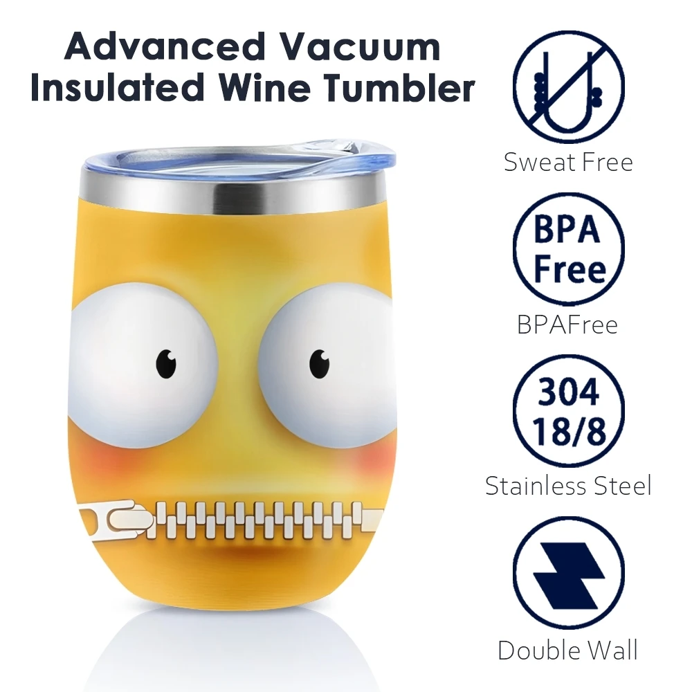 Cartoon Expression Pack Vacuum Flasks 12oz Insulated with Lid Double Wall Vacuum Stainless Steel Cup Hot & Cold Drink Mug Gift