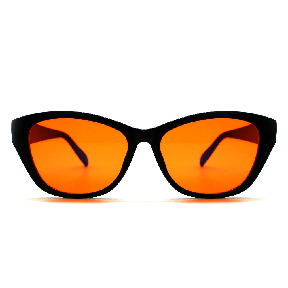 Diabo olho de gato anti luz azul óculos femininos com lente vermelha lente laranja anti fadiga óculos de proteção para os olhos