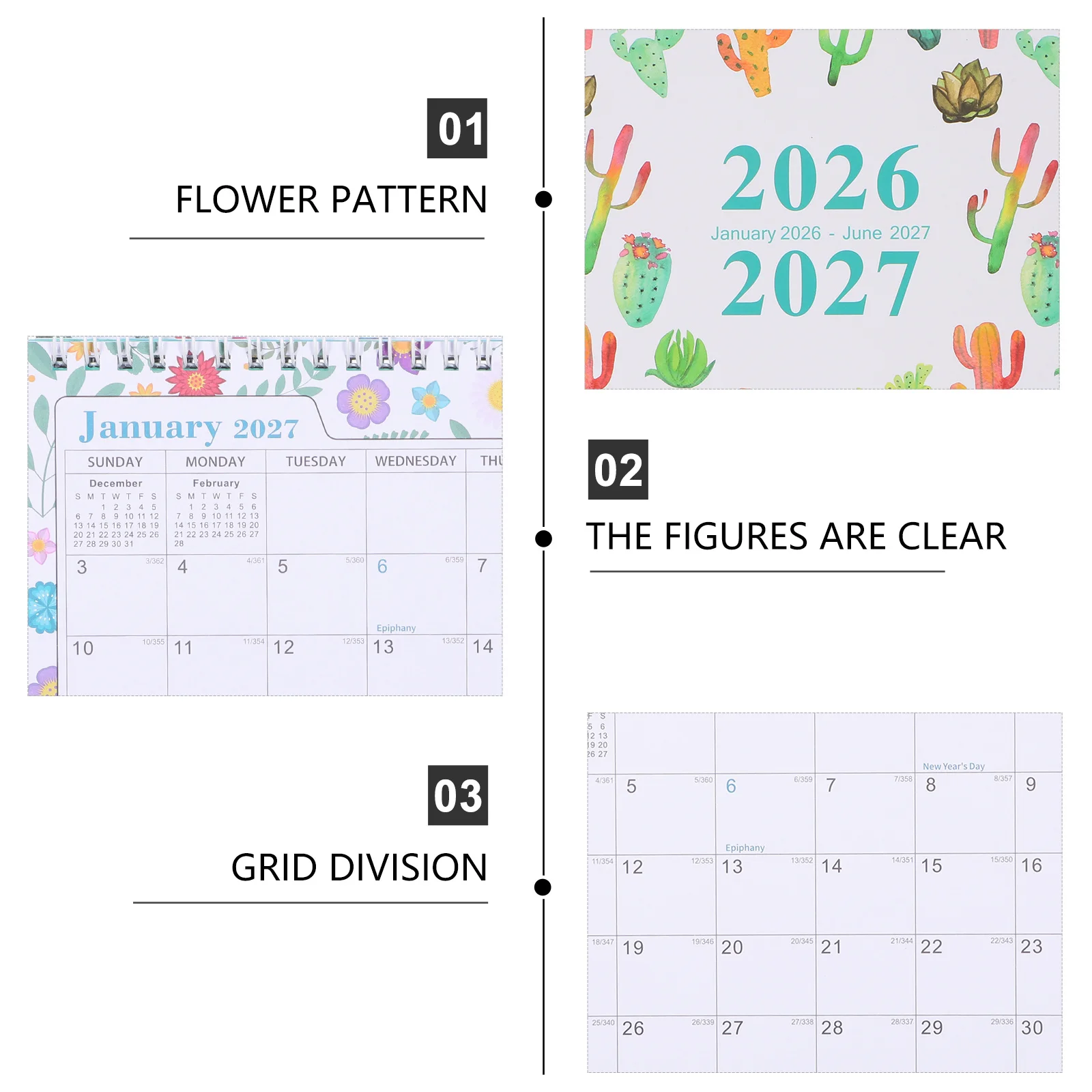 2026 Schreibtisch-Stehblock-Kalender, minimalistische kompakte Größe für Büro, Zuhause, täglicher Organizer, Monatsplaner, datierter Desktop-Kalender