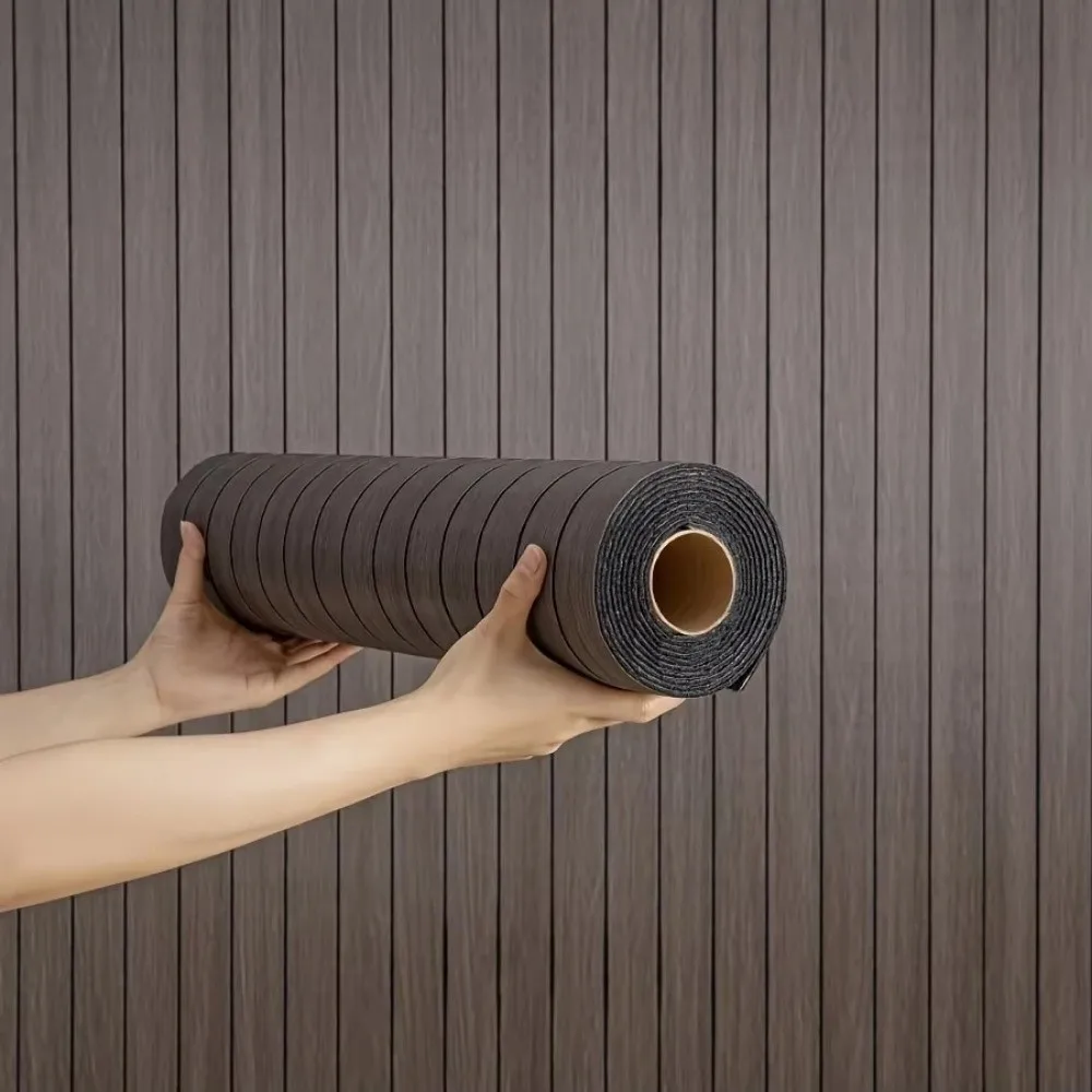 Self-Adhesive Imitation Wood Grain Wallpaper Peel and Stick PVC Artificial Grille Wall Sticker Waterproof Wear-Resistant