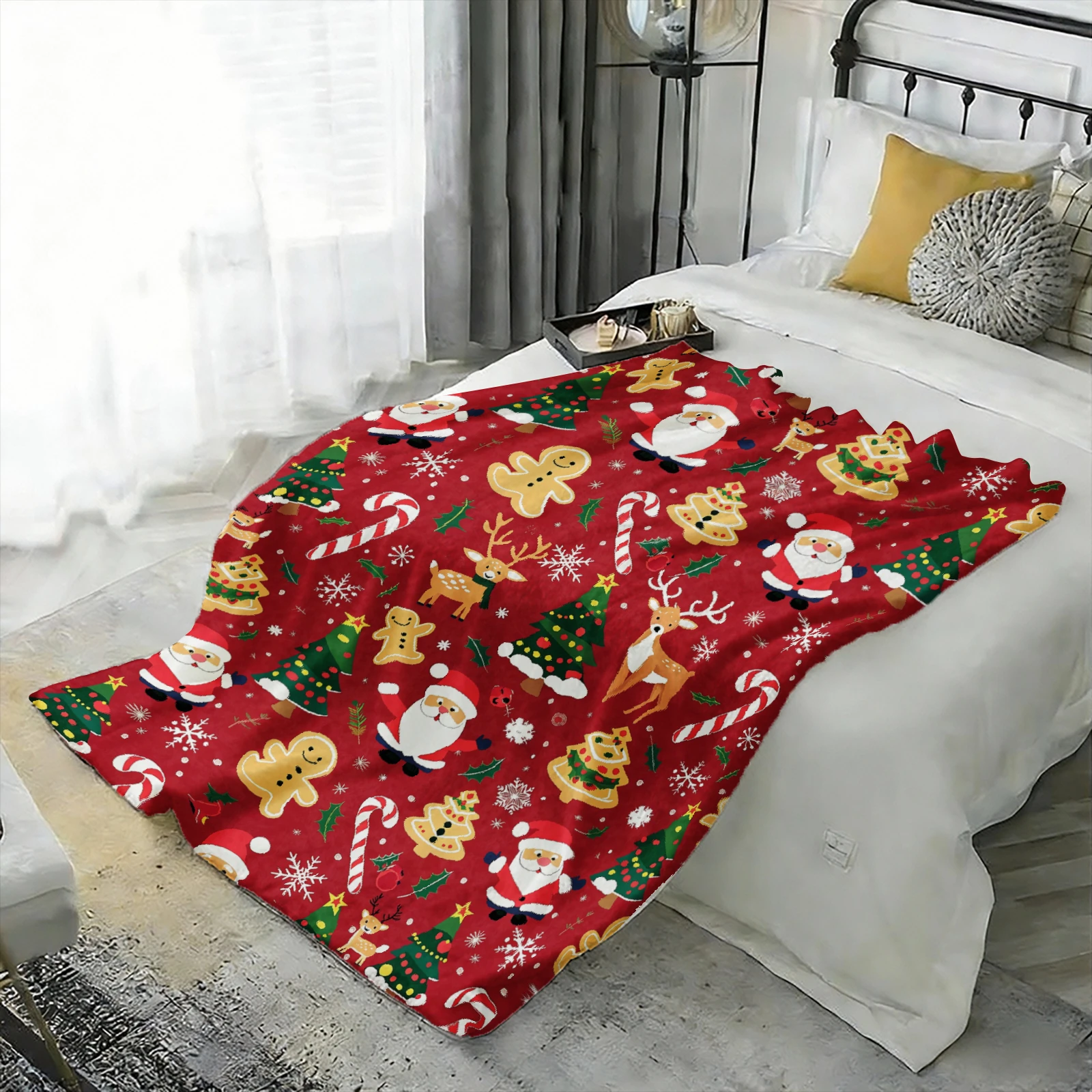Christmas Blanket,Tree Candy Cane  Soft Plush Throw  All Seasons, Multiple Sizes, Suitable for Sofa Bed, Office or Outdoor Use.