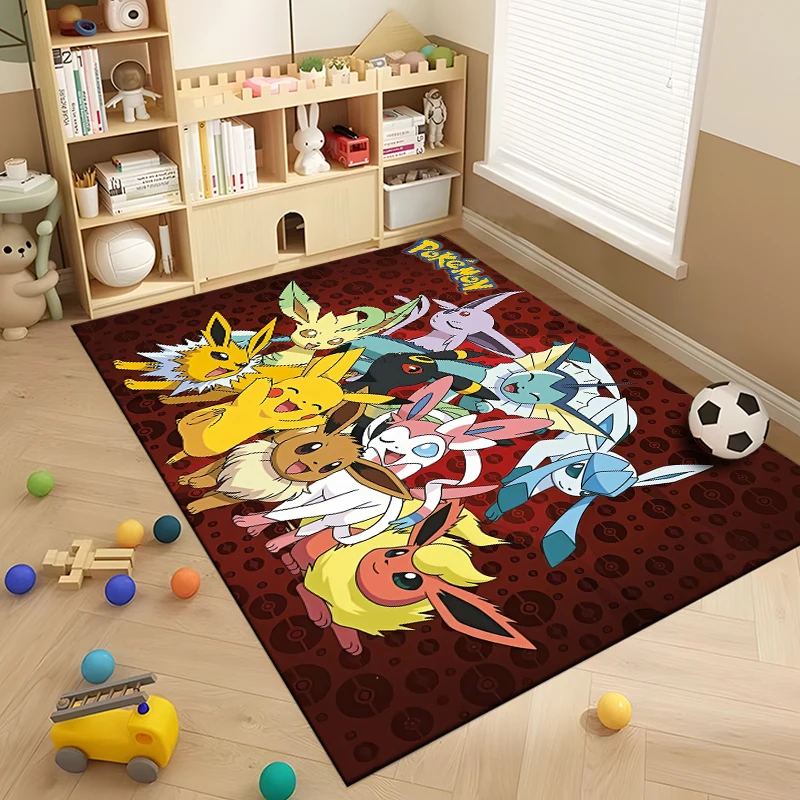 Japanese Anime Pokemon Pikachu Eevee Large Area Rug 3D Carpet Home for Living Room Kids Bedroom Sofa Doormat Children Floor Mats