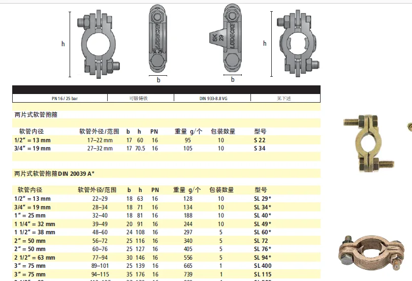 Imported two-piece hose clamp SL original SoftFlow hose quick connector