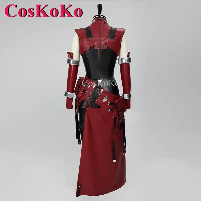 CosKoKo Aerith Gainsborough 코스프레 게임 파이널 판타지 VII 코스튬 패션, 레드 블랙 전투복, 할로윈 역할 놀이 의류