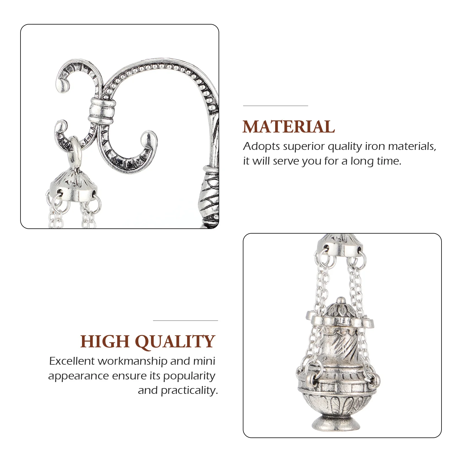 

1pc Cross Incense Burner Religious Censer Church Worship Furnace Silver Aroma Furnace Decor For Home Office Hotel Decoration